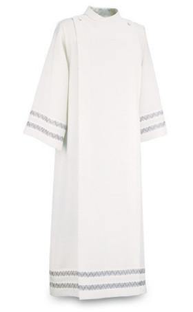 Alb - White w/ Grey Embroidery - SLB30059 - Slabbinck - Chiarelli's Religious Goods & Church Supply