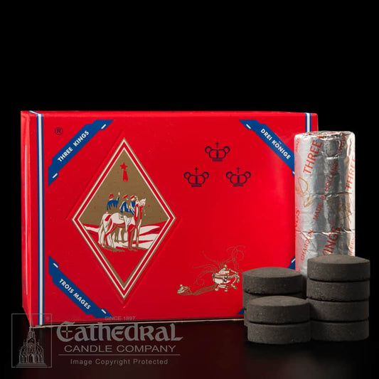 Three Kings Charcoal - Quick Lighting 40mm (100 count) - Cathedral Candle - Chiarelli's Religious Goods & Church Supply