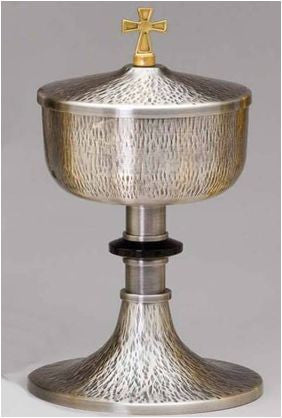 Ciborium w. Lid - Straight Hammered Silver Oxidized - Z480B - Zieglers - Chiarelli's Religious Goods & Church Supply