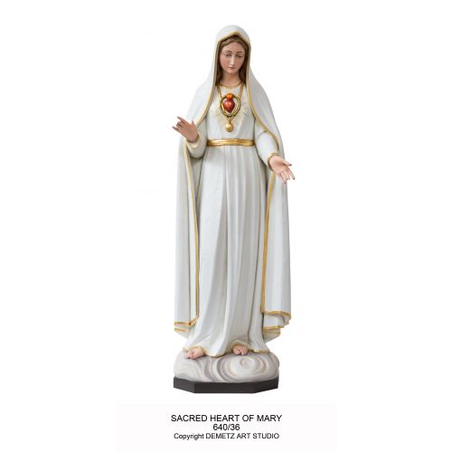 Sacred Heart of Mary Statue (Fatima) - Demetz - Chiarelli's Religious Goods & Church Supply