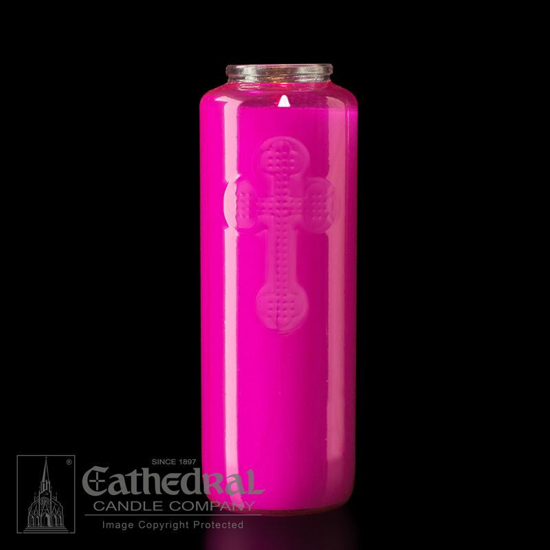 5 & 6-Day Glass Votive Candle (Crystal or Colored) - Cathedral Candle - Chiarelli's Religious Goods & Church Supply