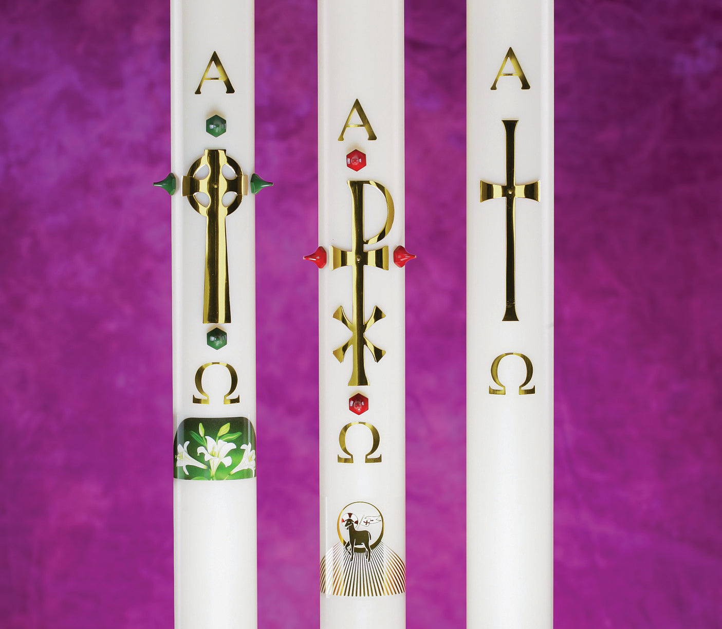 Lux Mundi - Paschal Candle Shells | All Variations - Cathedral Candle - Chiarelli's Religious Goods & Church Supply
