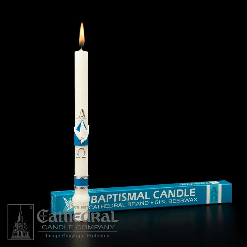 Baptism Candles - 51% Beeswax - Cathedral Candle - Chiarelli's Religious Goods & Church Supply