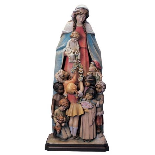 Blessed Mother with Child Jesus and the Children of the World Statue - Demetz - Chiarelli's Religious Goods & Church Supply