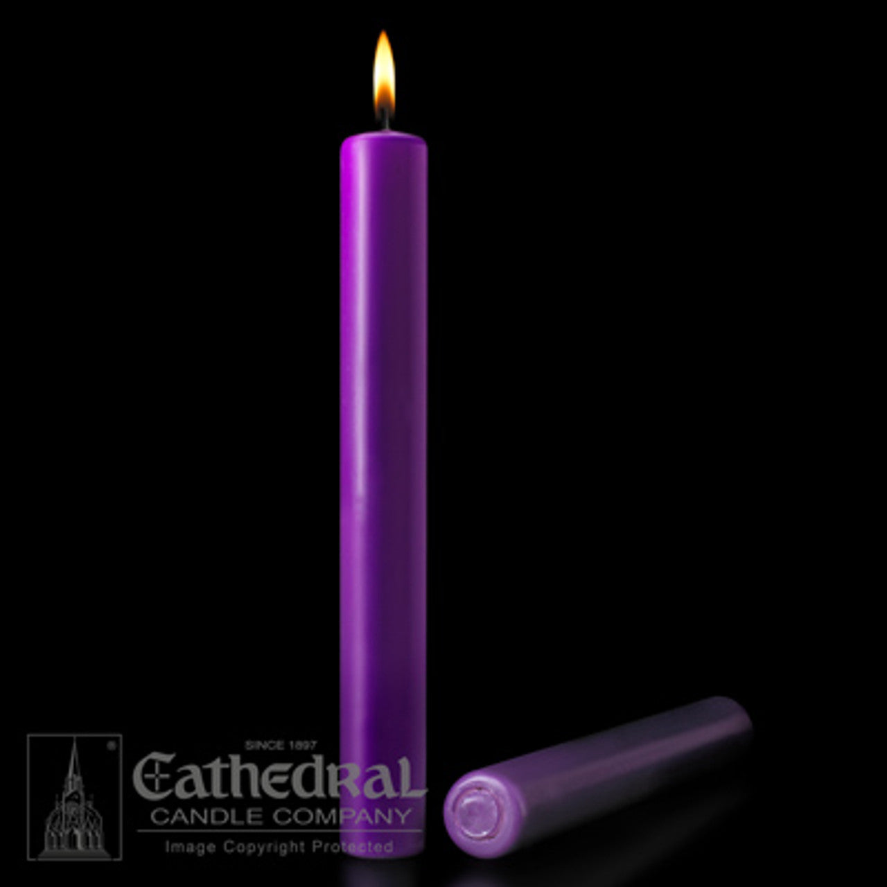 51% Beeswax Unbleached Purple Altar Candles | All Sizes - Cathedral Candle - Chiarelli's Religious Goods & Church Supply