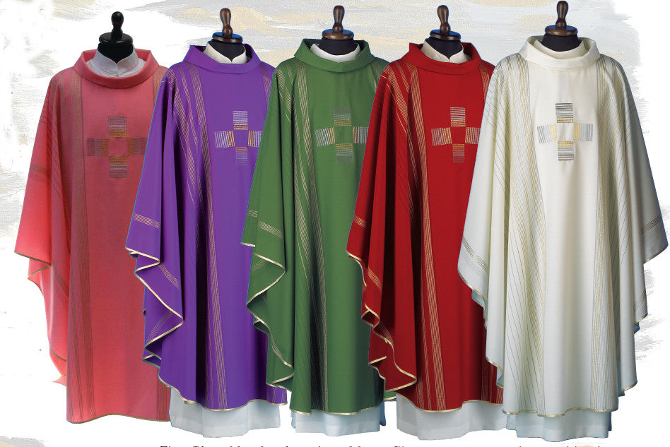 Gothic Chasuble | Soft Wool | Matching Underlay Stole Included - Solivari - Chiarelli's Religious Goods & Church Supply