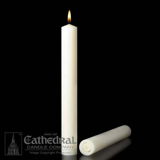 Altar Candles - 1-1/2" Diameter 51% Beeswax - Cathedral Candle - Chiarelli's Religious Goods & Church Supply