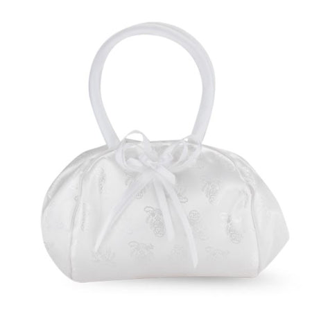 White Satin Chalice Brocade Purse w/ Bow - Hirten - Chiarelli's Religious Goods & Church Supply
