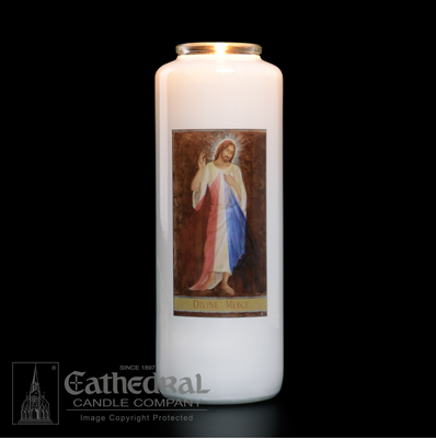 Divine Mercy Candle - Sacred Image Collection - Cathedral Candle - Chiarelli's Religious Goods & Church Supply