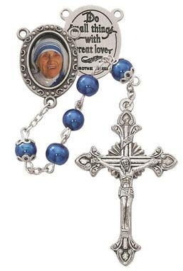 Blue Pearl Mother Teresa Rosary - 7mm - McVan - Chiarelli's Religious Goods & Church Supply