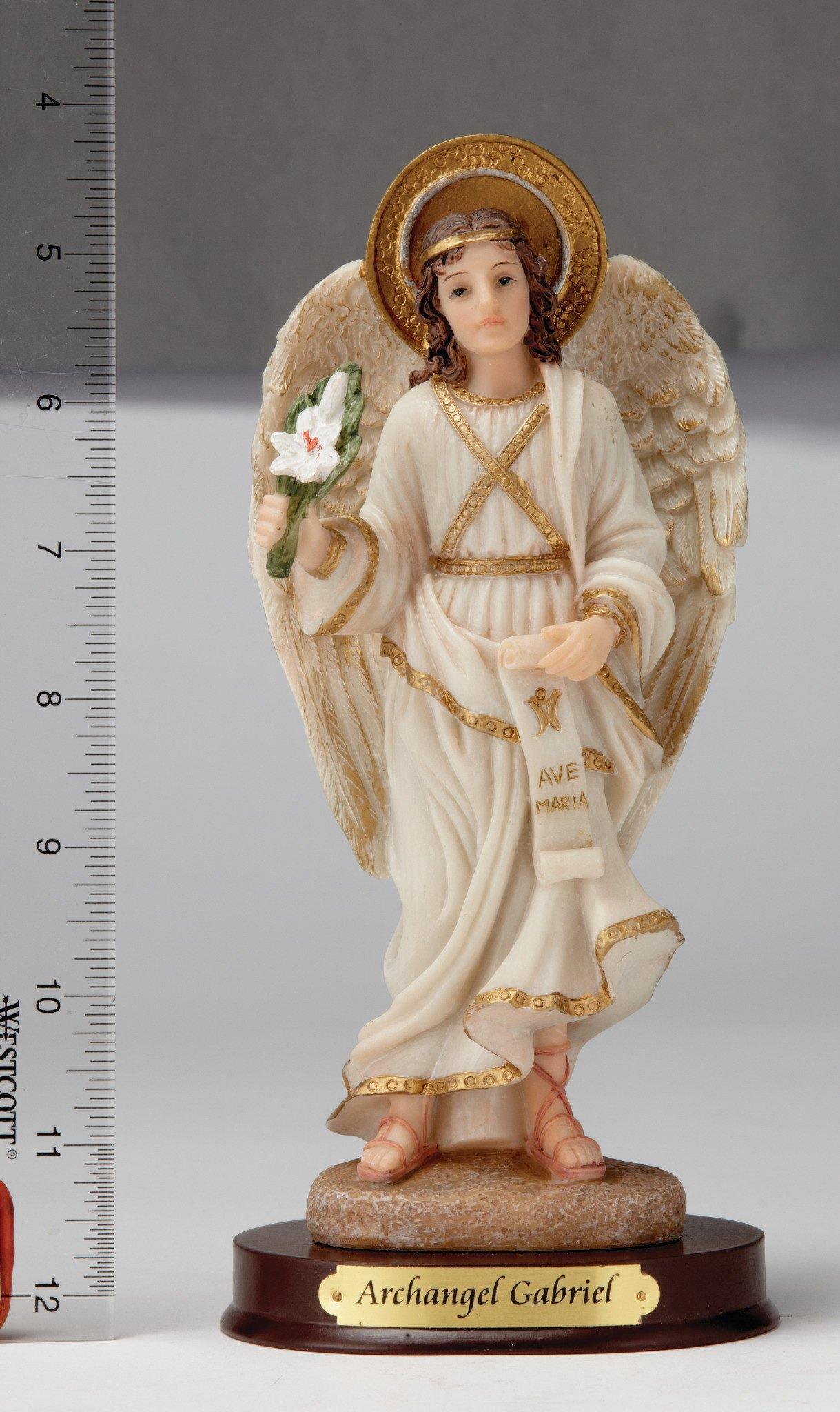 8" Archangel Gabriel Statue - Hand Painted - Religious Art - Chiarelli's Religious Goods & Church Supply
