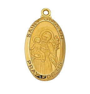 St. Joseph Gold Sterling Silver - 24" Chain & Gift Box - McVan - Chiarelli's Religious Goods & Church Supply
