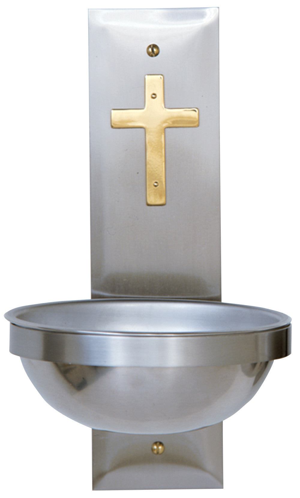 Holy Water Font - Stainless Steel w. Brass - K149 - Koleys - Chiarelli's Religious Goods & Church Supply