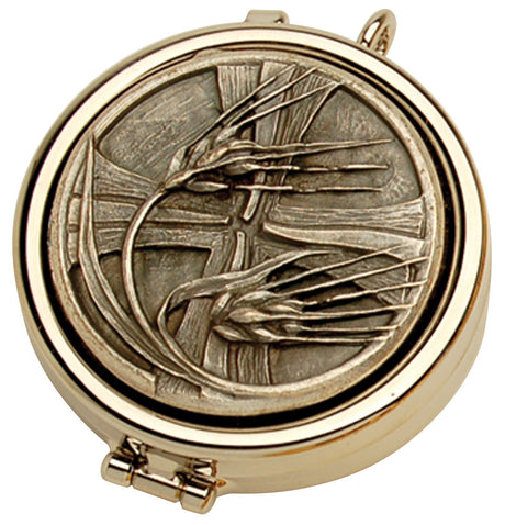 Pyx - Nickel Plate - Wheat and Cross Design - K86 - Koleys - Chiarelli's Religious Goods & Church Supply