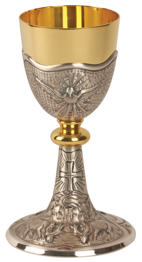 Chalice and Ciborium - Gold plated and Silver - Holy Spirit/Grapes/Leaf - Koleys - Chiarelli's Religious Goods & Church Supply