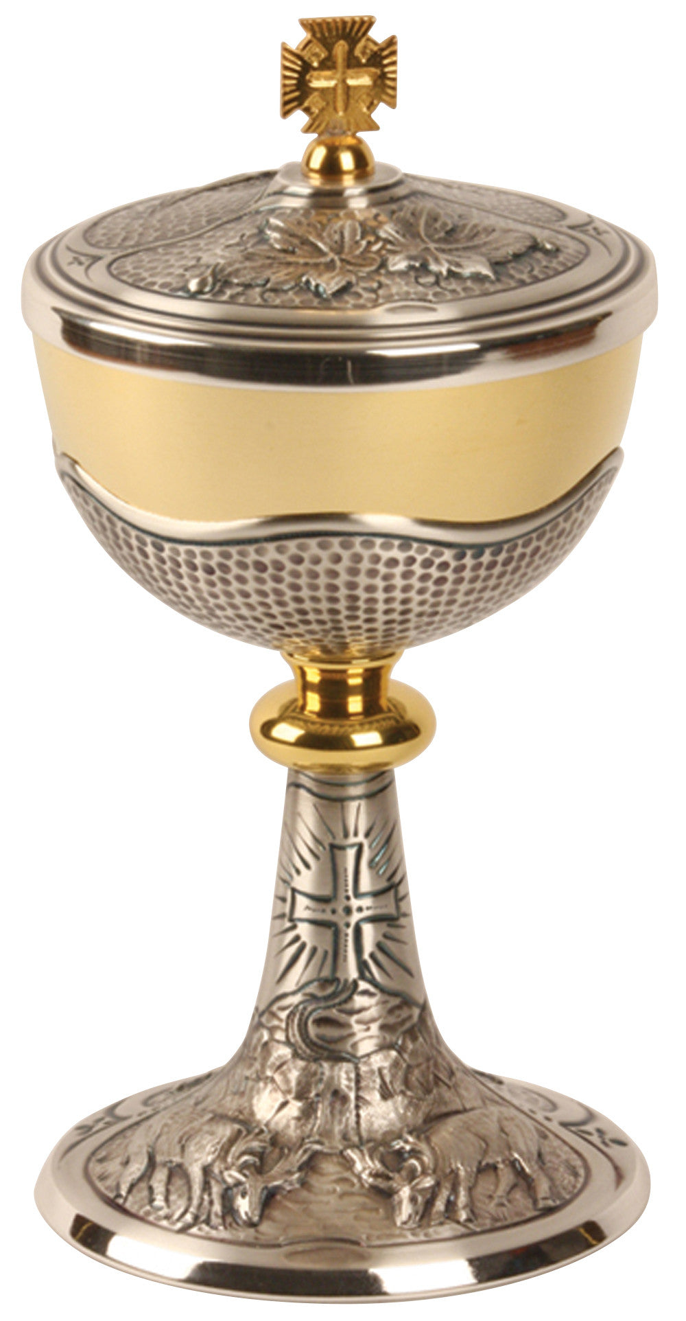 Chalice and Ciborium - Gold plated and Silver - Holy Spirit/Grapes/Leaf - Koleys - Chiarelli's Religious Goods & Church Supply