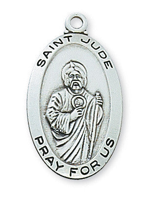 Saint Jude Sterling Silver Medal - 18" Chain and Gift Box - McVan - Chiarelli's Religious Goods & Church Supply