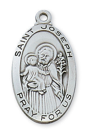 St. Joseph Sterling Silver Medal - 24" Chain and Gift Box - McVan - Chiarelli's Religious Goods & Church Supply
