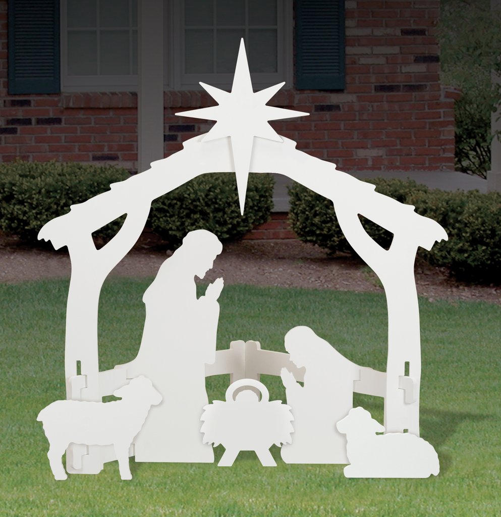 Medium White Silhouette Nativity - Front Yard Originals - Chiarelli's Religious Goods & Church Supply