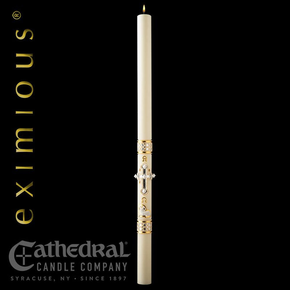 Eximious Collection | Merciful Lamb Paschal Candle - Cathedral Candle - Chiarelli's Religious Goods & Church Supply