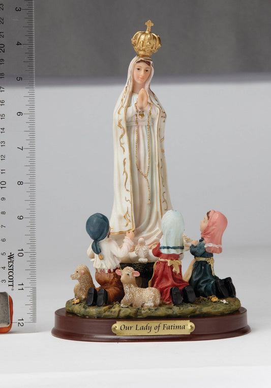 8" Our Lady of Fatima with Children Statue - Hand Painted - Religious Art - Chiarelli's Religious Goods & Church Supply