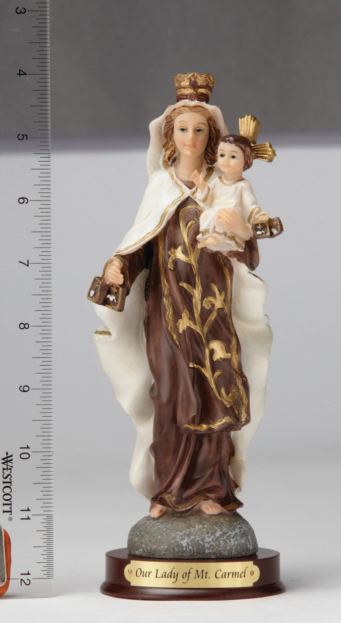 8" Our Lady of Mount Carmel - Hand Painted - Religious Art - Chiarelli's Religious Goods & Church Supply
