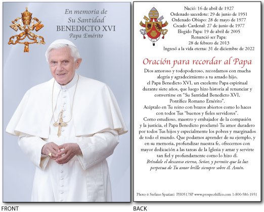 Tarjetas de oración del Papa Benedicto