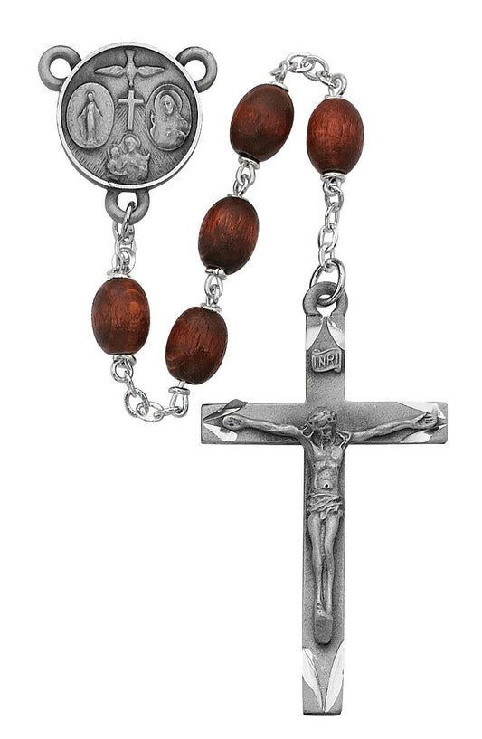 Brown Wood Oval Rosary - 6x8mm - McVan - Chiarelli's Religious Goods & Church Supply