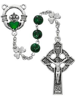 Green Shamrock Rosary - 8mm - McVan - Chiarelli's Religious Goods & Church Supply