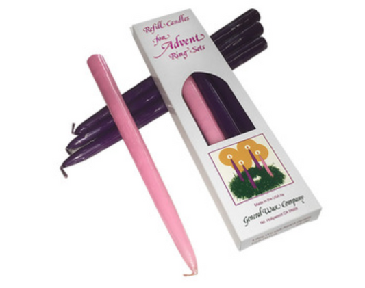Advent Assortment Taper Candles - General Wax - Chiarelli's Religious Goods & Church Supply