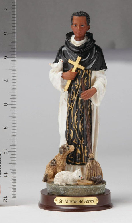 8" Martin de Porres Statue - Hand Painted - Religious Art - Chiarelli's Religious Goods & Church Supply