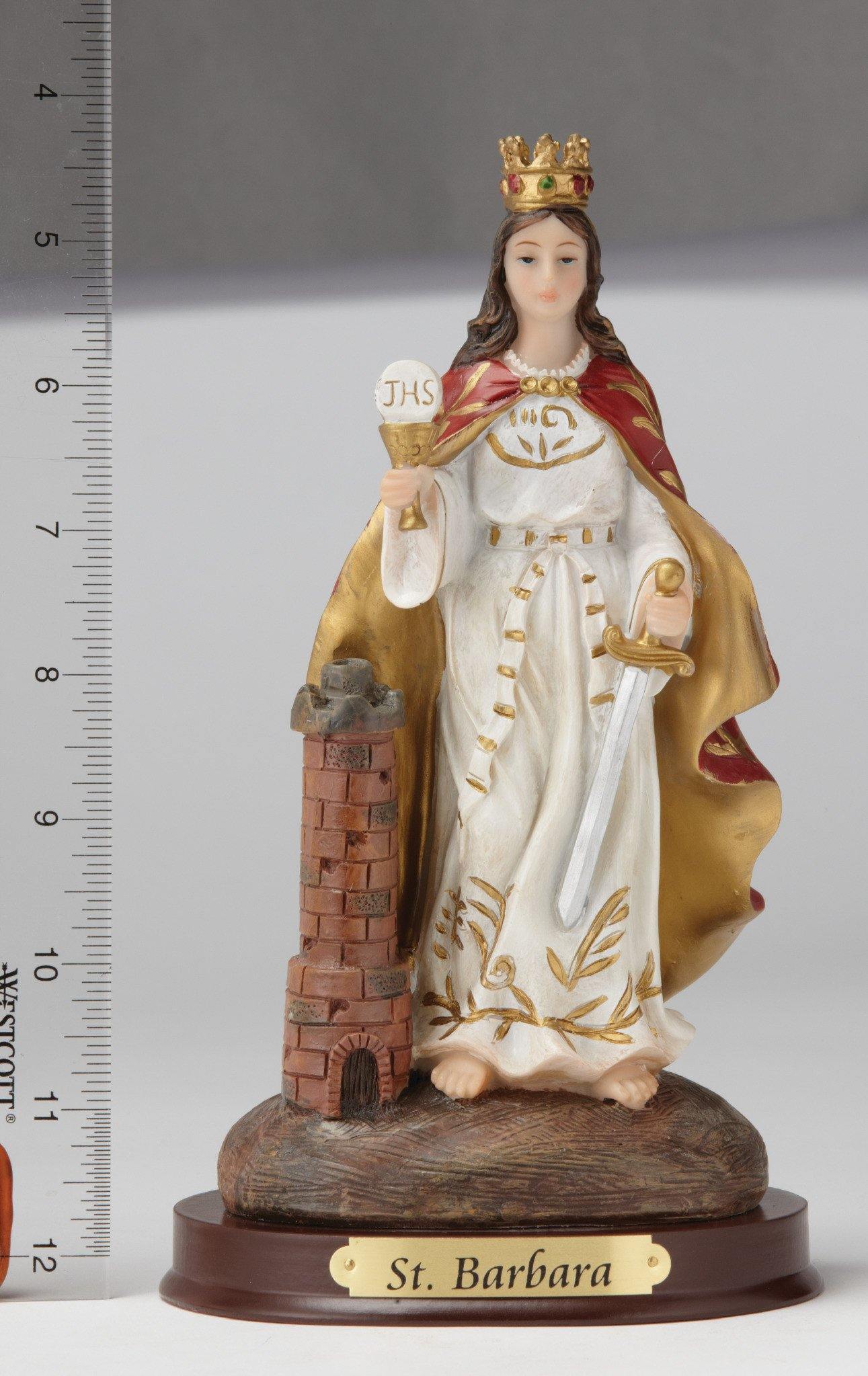 8" Saint Barbara Statue - Hand Painted - Religious Art - Chiarelli's Religious Goods & Church Supply