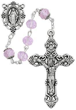 Sun-Cut Pink Rosary - 8mm - McVan - Chiarelli's Religious Goods & Church Supply