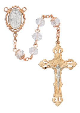 Rose Gold Crystal Rosary - 8mm - McVan - Chiarelli's Religious Goods & Church Supply