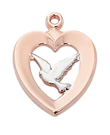 Two Tone Holy Spirit in Heart Necklace - McVan - Chiarelli's Religious Goods & Church Supply