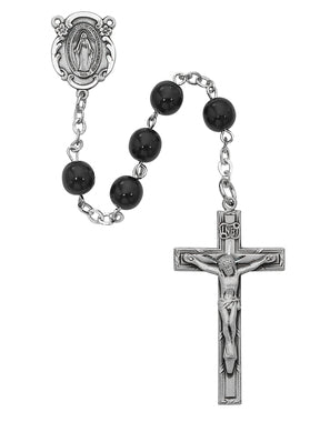 Black Glass Rosary - 7mm - McVan - Chiarelli's Religious Goods & Church Supply