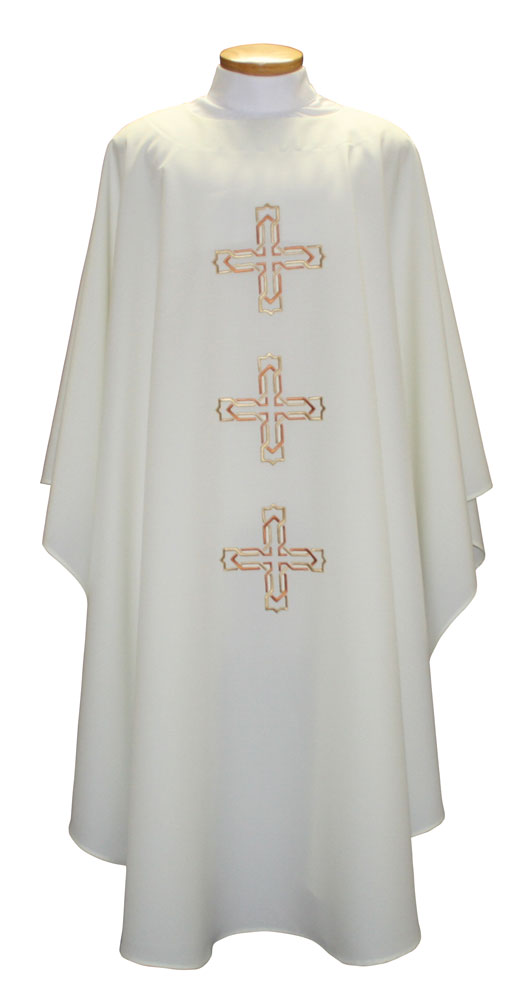 Vestment Triple Cross Embroidered Front/Back - 2021 - Beau Veste - Chiarelli's Religious Goods & Church Supply