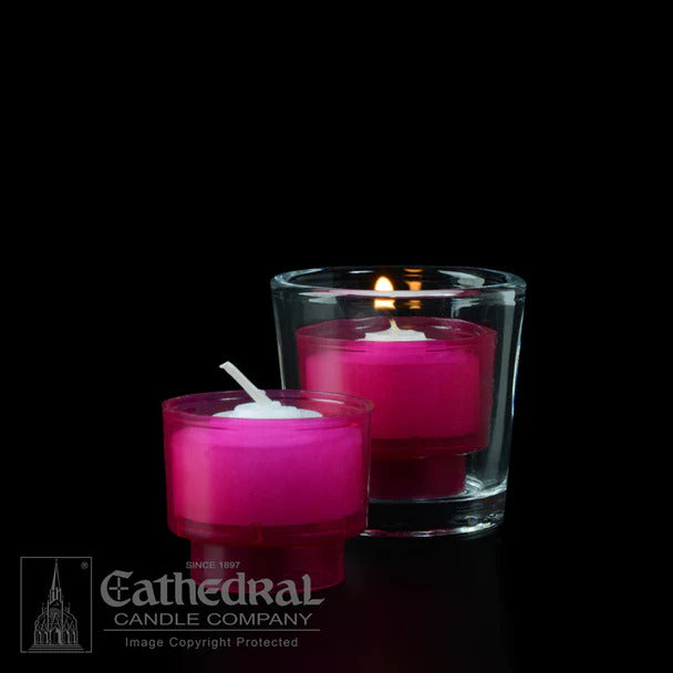 ezLites - Devotional Candles | 4 Hours | All Colors - Cathedral Candle - Chiarelli's Religious Goods & Church Supply