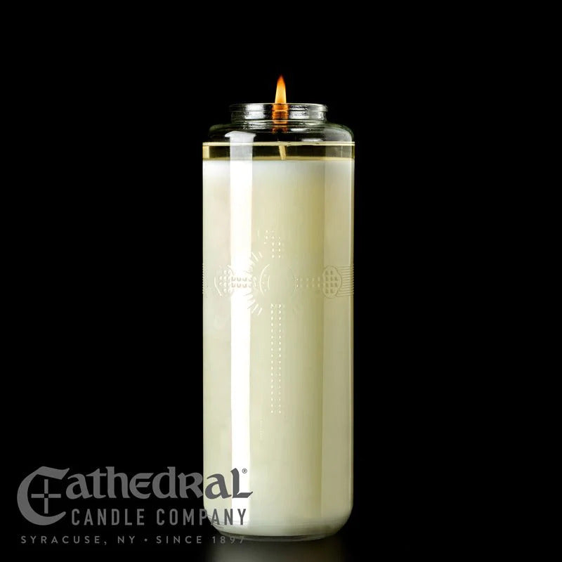 PrimaSanctum - Glass Sanctuary Candles - 8 Day Bottle Style - Chiarelli's Religious Goods & Church Supply  - Chiarelli's Religious Goods & Church Supply