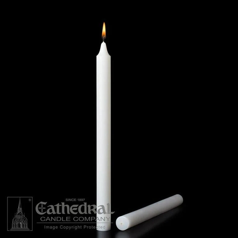 Stearine White Molded Candles - Small Diameter - Cathedral Candle - Chiarelli's Religious Goods & Church Supply