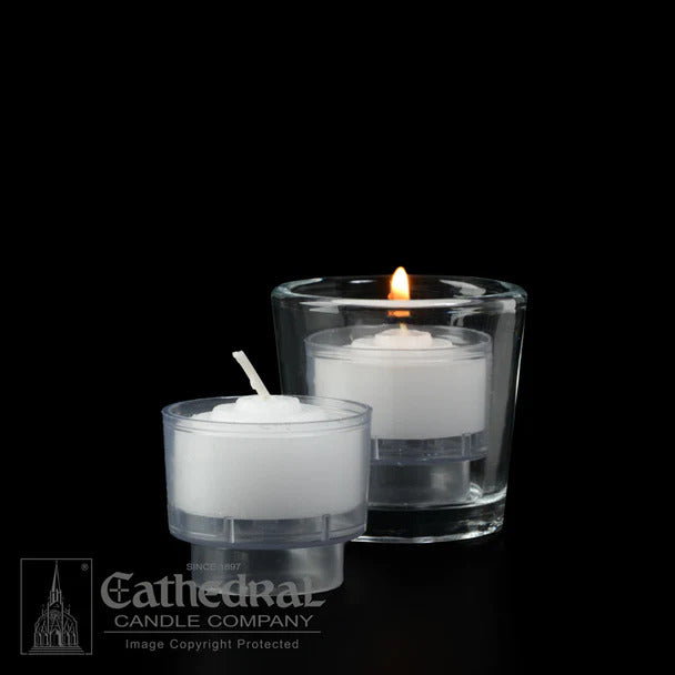 ezLites - Devotional Candles | 4 Hours | All Colors - Cathedral Candle - Chiarelli's Religious Goods & Church Supply