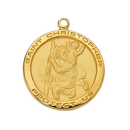 Saint Christopher Gold Sterling Silver - 18" Chain and Gift Box - McVan - Chiarelli's Religious Goods & Church Supply