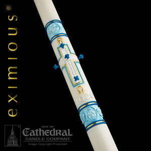 Eximious Collection | Most Holy Rosary Paschal Candle - Cathedral Candle - Chiarelli's Religious Goods & Church Supply
