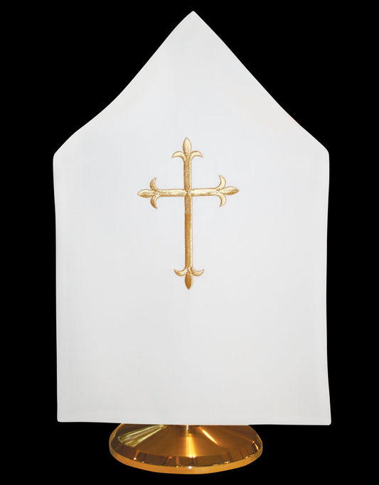 Custodia forrada de blanco puro con cruz latina bordada en oro