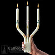 51% Beeswax Greek Triple Candles | All Sizes - Cathedral Candle - Chiarelli's Religious Goods & Church Supply