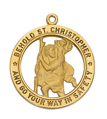 Saint Christopher Gold Sterling Silver Medal - 24" Chain and Gift Box - McVan - Chiarelli's Religious Goods & Church Supply