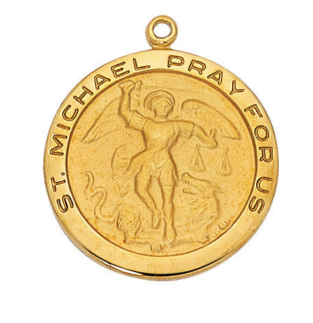 St. Michael - Gold Sterling Silver Medal w. 24" Chain & Gift Box - McVan - Chiarelli's Religious Goods & Church Supply