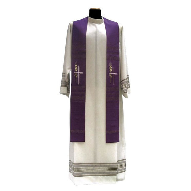 Cross and Wheat | Overlay Stole | SLV216S - Solivari - Chiarelli's Religious Goods & Church Supply