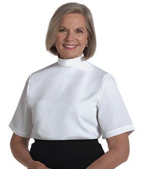Womens Clergy Blouse Neckband - White - Murphy Robes - Chiarelli's Religious Goods & Church Supply